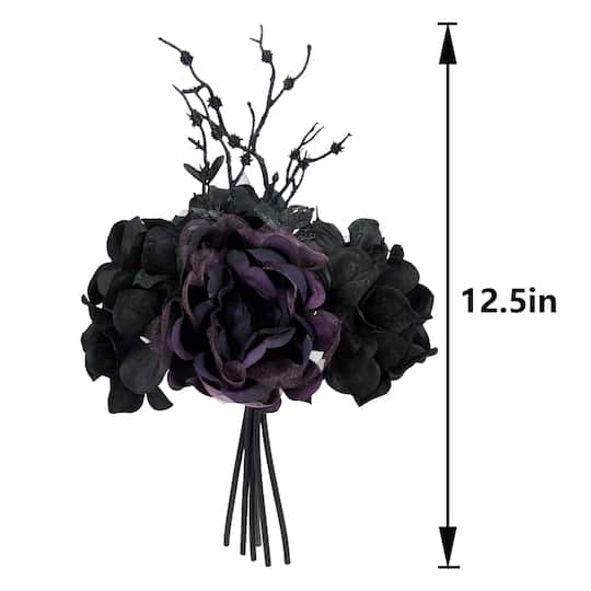 12" Black Hydrangea Mix Bouquet by Ashland®